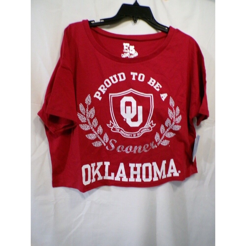 E5 College Classics Oklahoma Sooners Crop T Shirt Red Large Women's